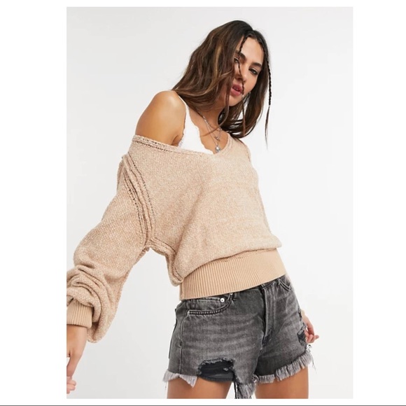 FREE PEOPLE BOHO PULLOVER V-NECK LUXE KNIT TOP A2C - Picture 5 of 12